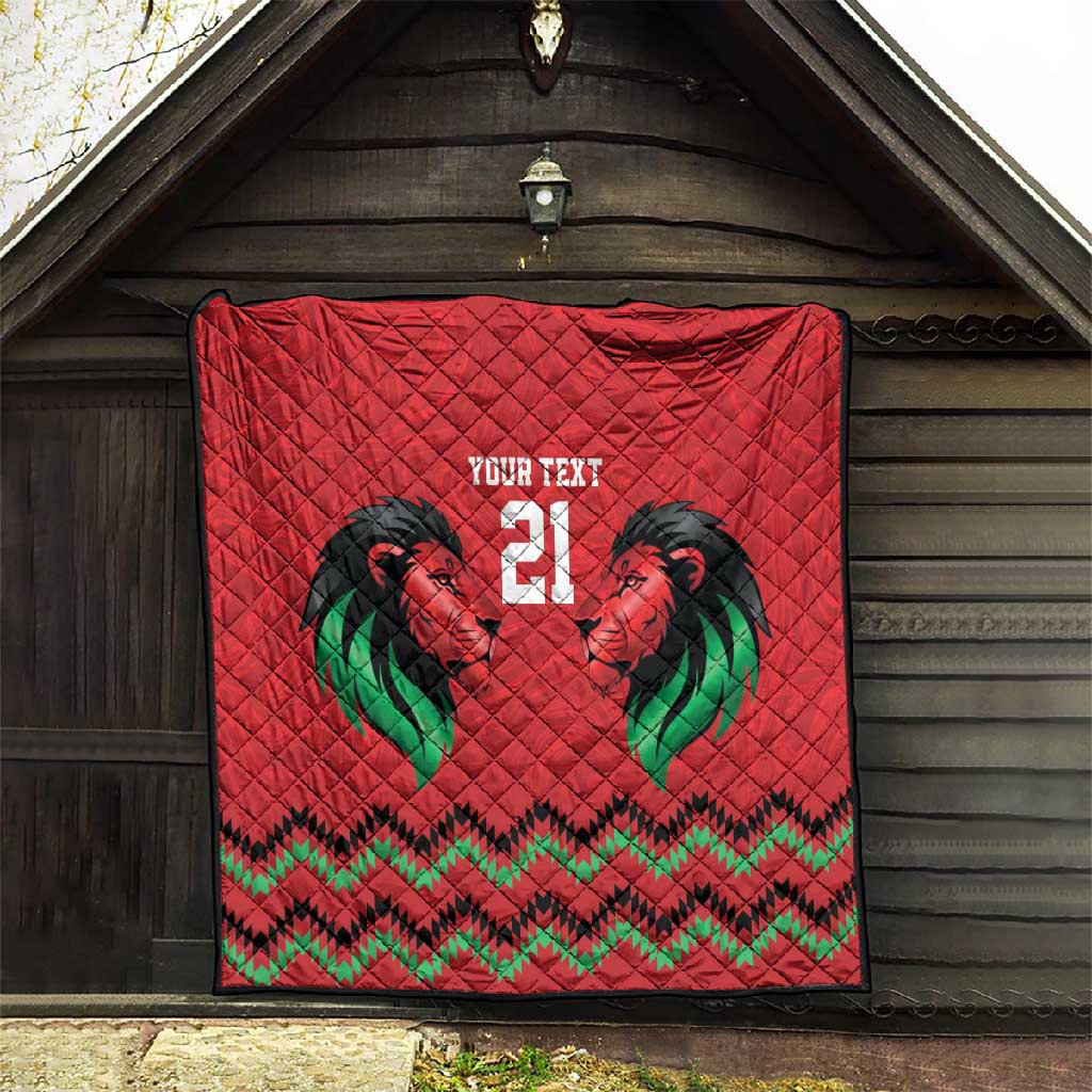 Custom Cricket Africa Kenya Quilt Red Lion Head with Kenyan Pattern LT9