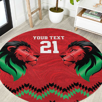 Custom Cricket Africa Kenya Round Carpet Red Lion Head with Kenyan Pattern LT9