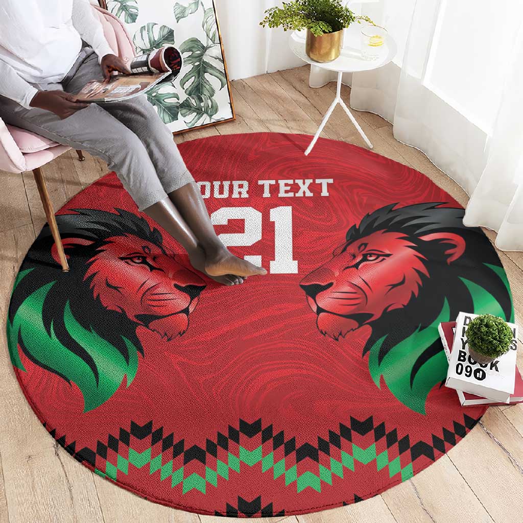 Custom Cricket Africa Kenya Round Carpet Red Lion Head with Kenyan Pattern LT9