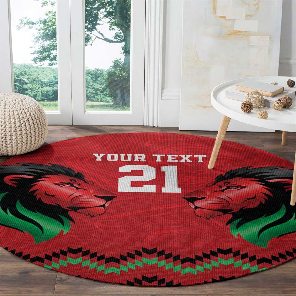 Custom Cricket Africa Kenya Round Carpet Red Lion Head with Kenyan Pattern LT9