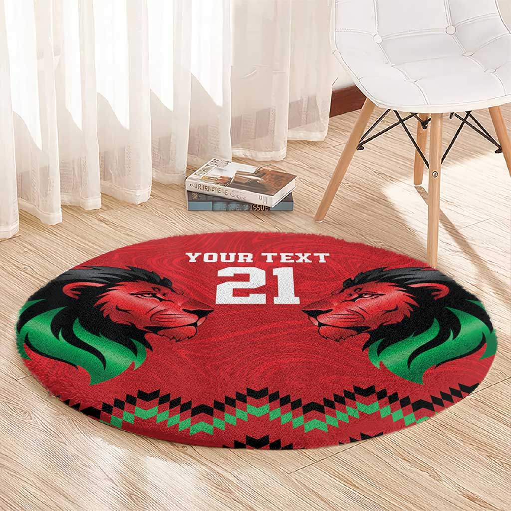 Custom Cricket Africa Kenya Round Carpet Red Lion Head with Kenyan Pattern LT9