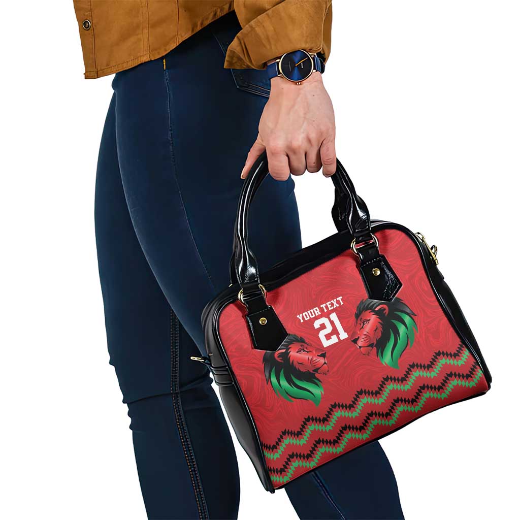 Kenya Cricket Custom Shoulder Handbag Red Lion Head with Kenyan Pattern LT9