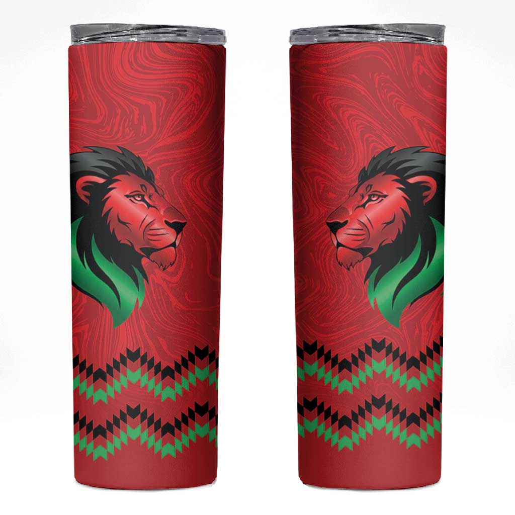 Custom Cricket Africa Kenya Skinny Tumbler Red Lion Head with Kenyan Pattern LT9