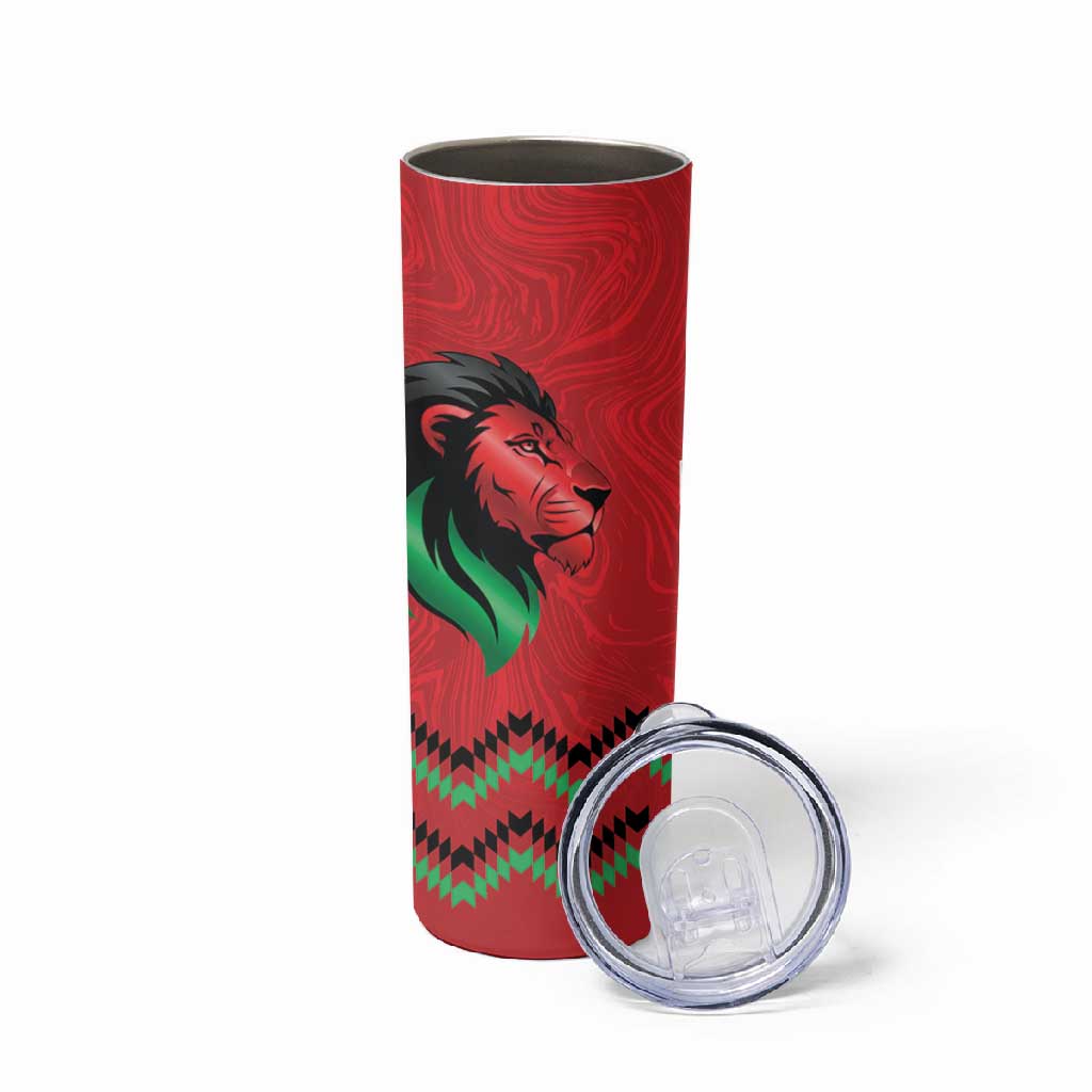 Custom Cricket Africa Kenya Skinny Tumbler Red Lion Head with Kenyan Pattern LT9