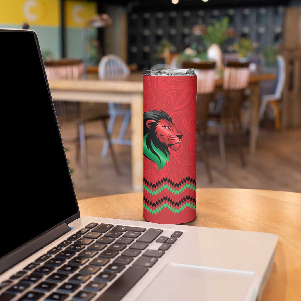 Custom Cricket Africa Kenya Skinny Tumbler Red Lion Head with Kenyan Pattern LT9