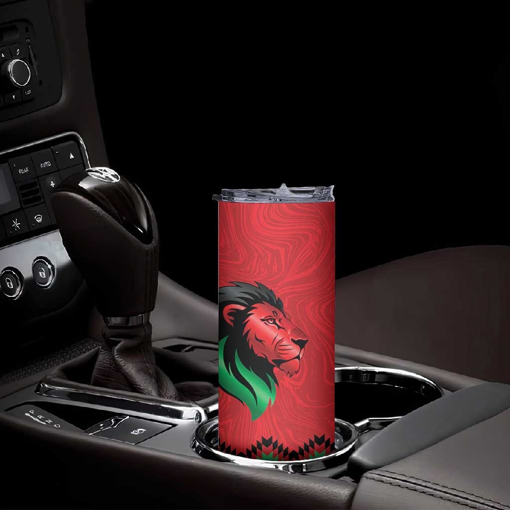 Custom Cricket Africa Kenya Skinny Tumbler Red Lion Head with Kenyan Pattern LT9