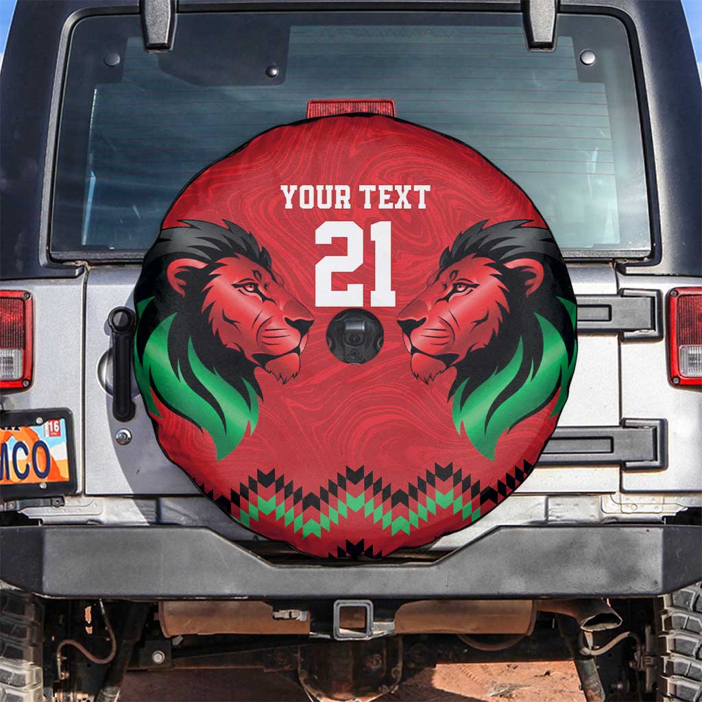 Kenya Cricket Custom Spare Tire Cover Red Lion Head with Kenyan Pattern LT9