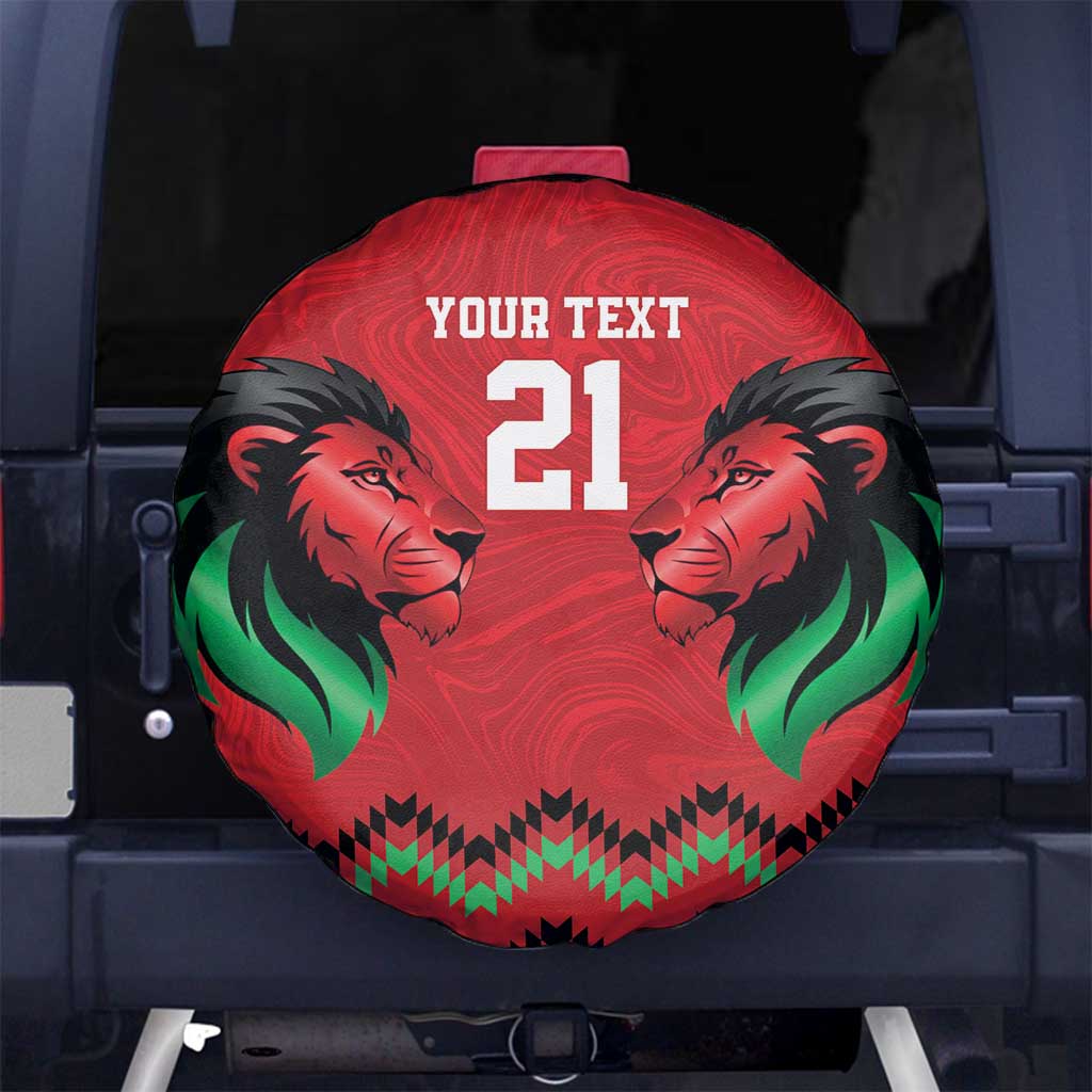 Kenya Cricket Custom Spare Tire Cover Red Lion Head with Kenyan Pattern LT9