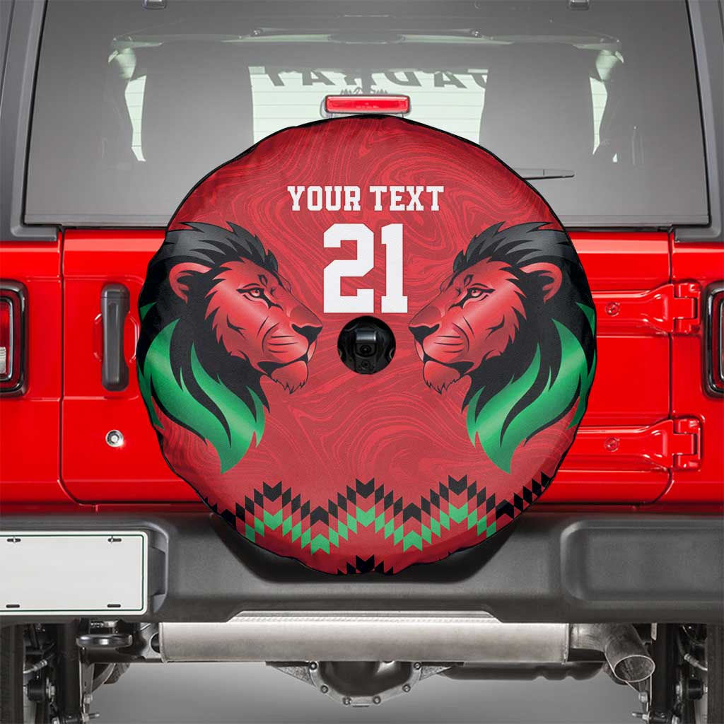 Kenya Cricket Custom Spare Tire Cover Red Lion Head with Kenyan Pattern LT9