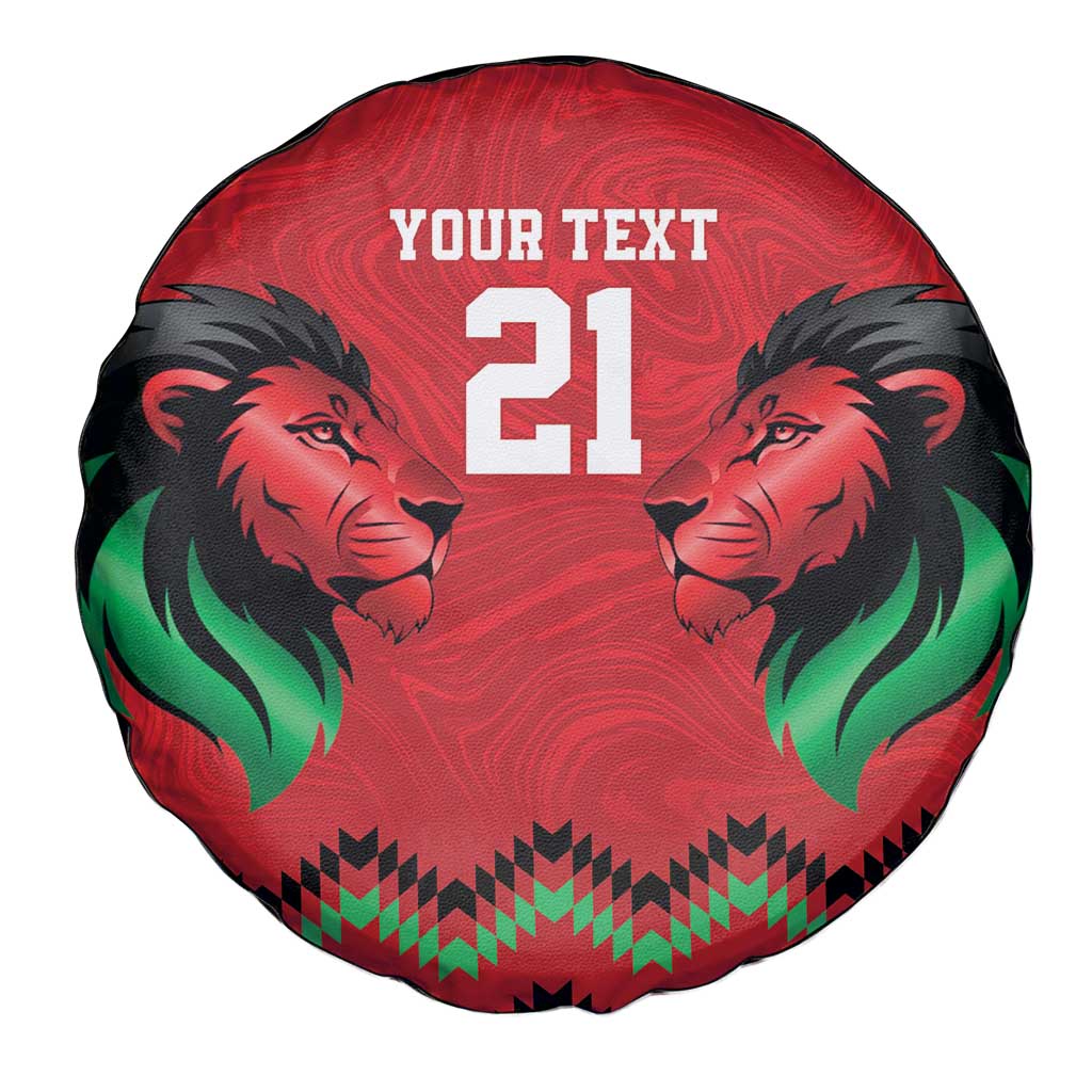 Kenya Cricket Custom Spare Tire Cover Red Lion Head with Kenyan Pattern LT9