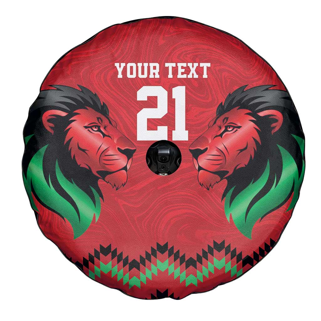 Kenya Cricket Custom Spare Tire Cover Red Lion Head with Kenyan Pattern LT9