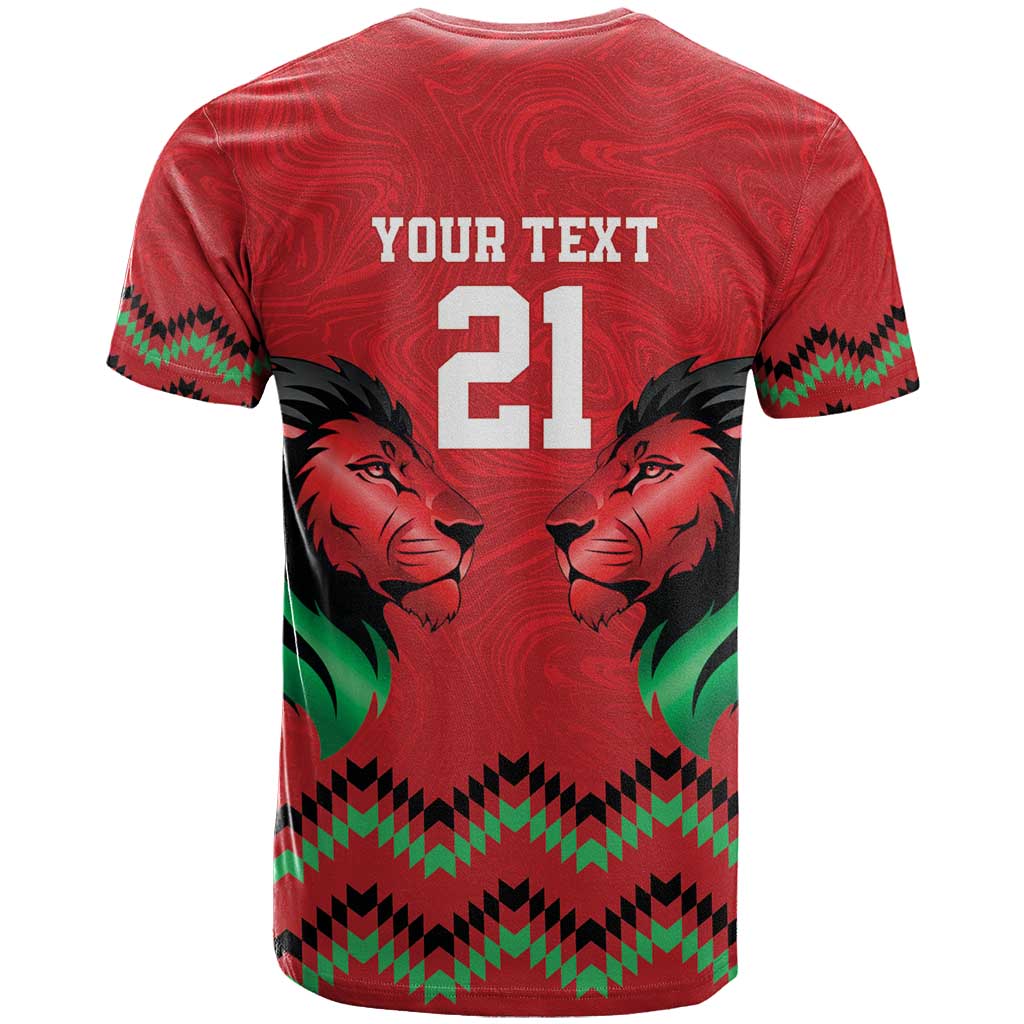 Custom Cricket Africa Kenya T shirt Red Lion Head with Kenyan Pattern LT9