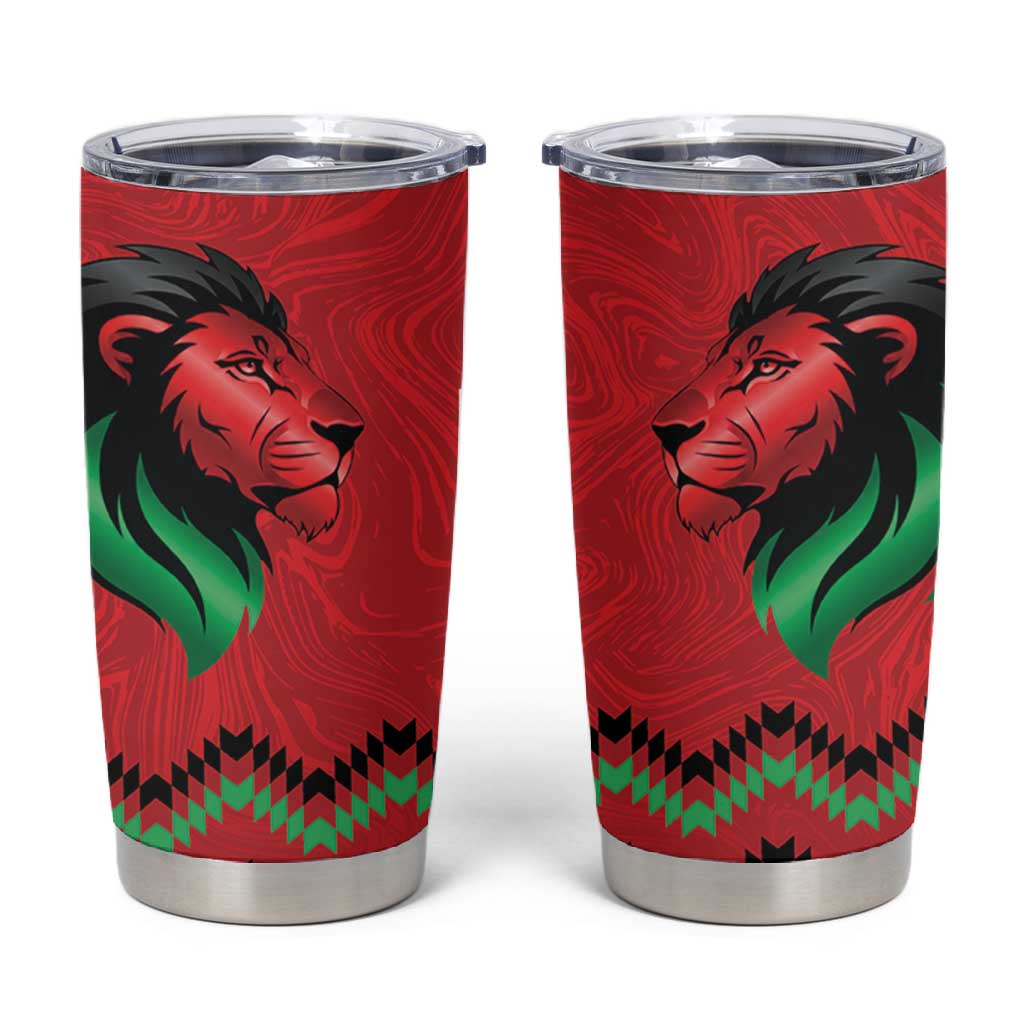 Custom Cricket Africa Kenya Tumbler Cup Red Lion Head with Kenyan Pattern LT9