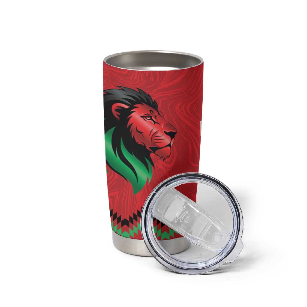 Custom Cricket Africa Kenya Tumbler Cup Red Lion Head with Kenyan Pattern LT9