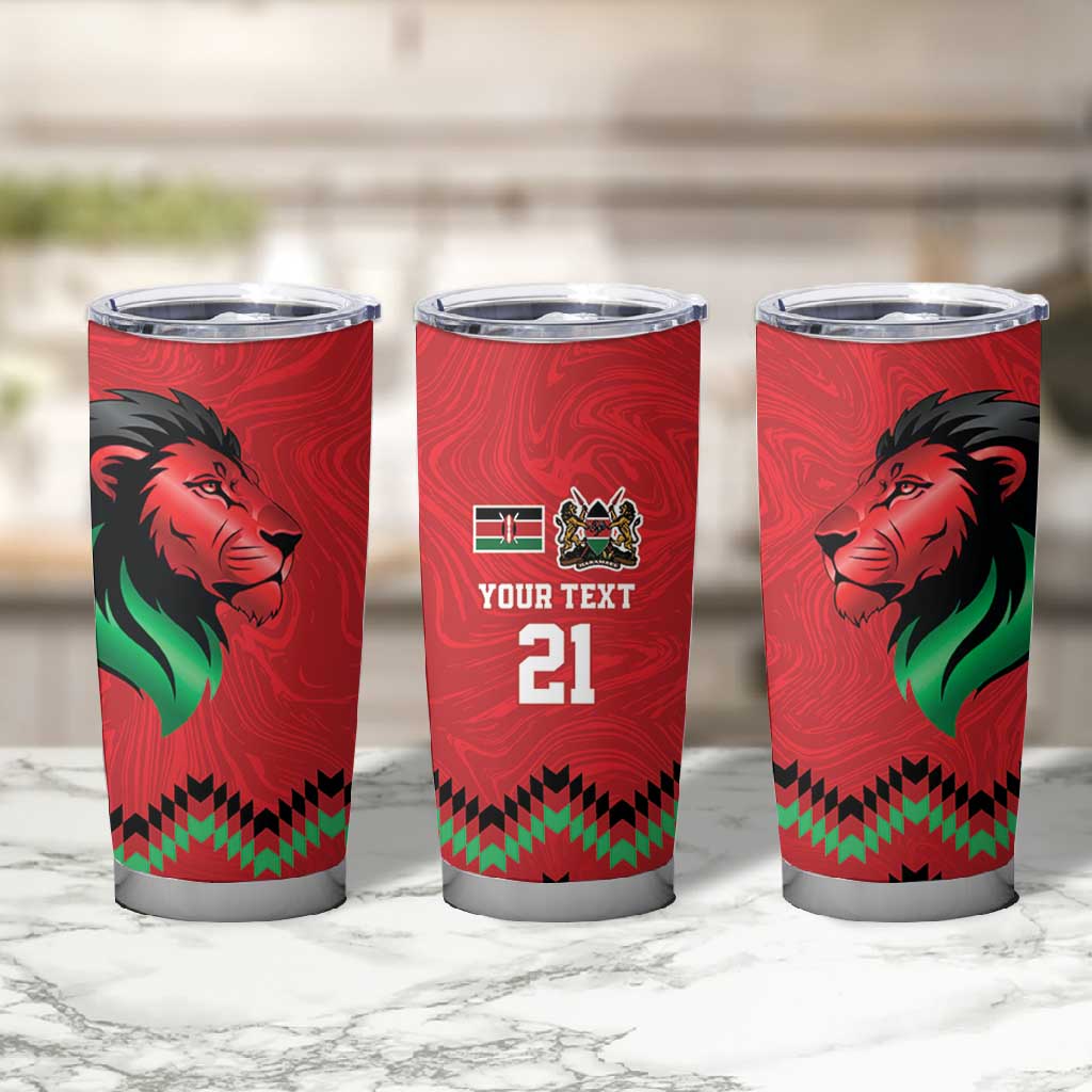 Custom Cricket Africa Kenya Tumbler Cup Red Lion Head with Kenyan Pattern LT9