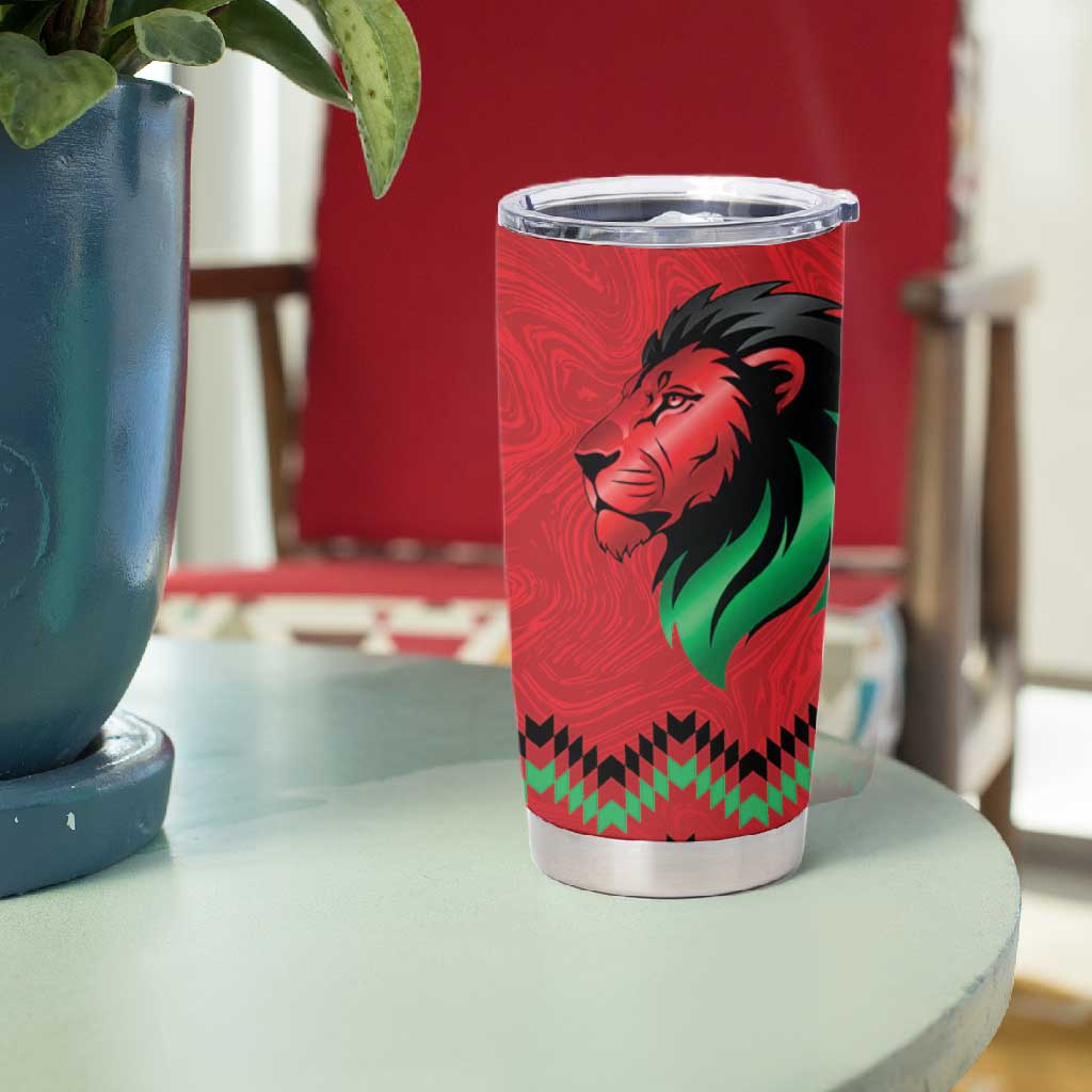 Custom Cricket Africa Kenya Tumbler Cup Red Lion Head with Kenyan Pattern LT9