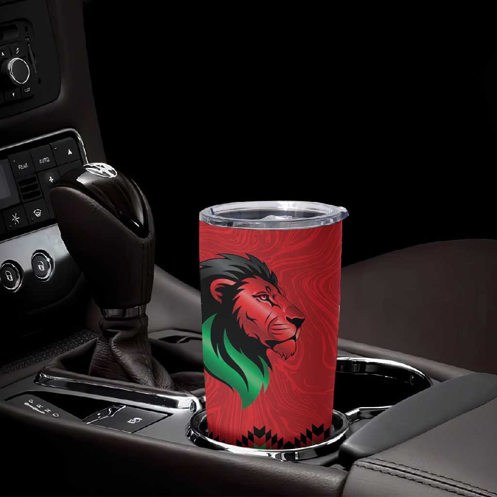 Custom Cricket Africa Kenya Tumbler Cup Red Lion Head with Kenyan Pattern LT9