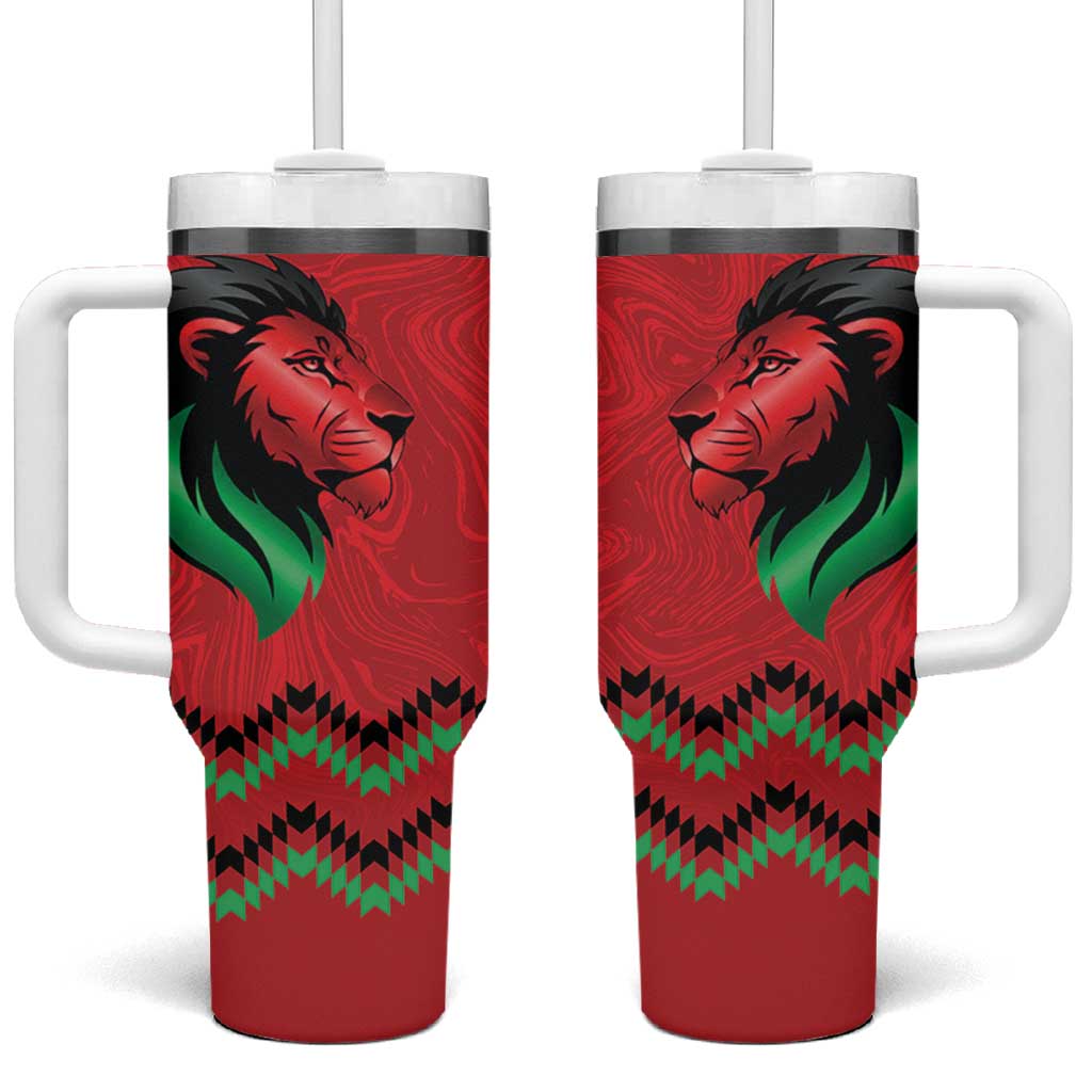 Custom Cricket Africa Kenya Tumbler With Handle Red Lion Head with Kenyan Pattern LT9