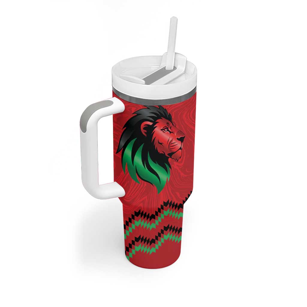 Custom Cricket Africa Kenya Tumbler With Handle Red Lion Head with Kenyan Pattern LT9