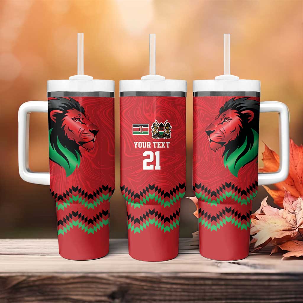 Custom Cricket Africa Kenya Tumbler With Handle Red Lion Head with Kenyan Pattern LT9