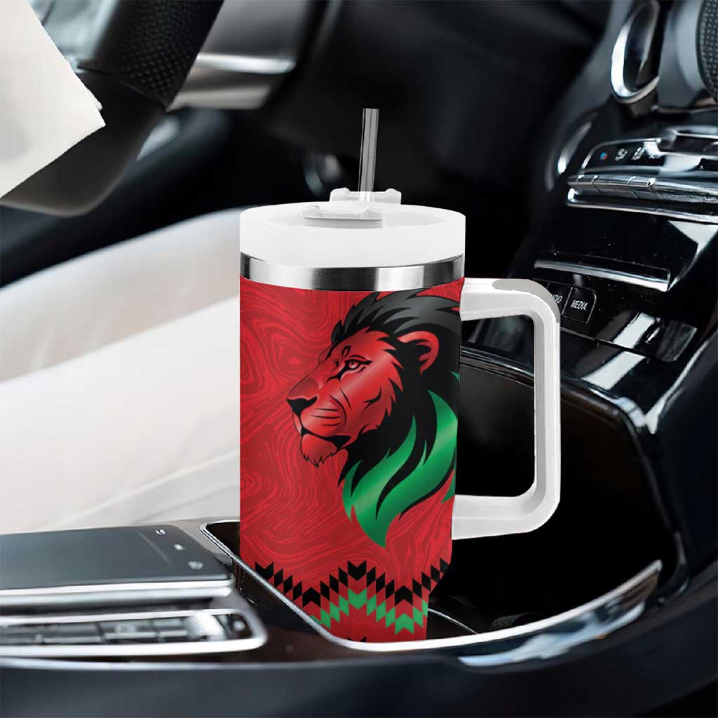 Custom Cricket Africa Kenya Tumbler With Handle Red Lion Head with Kenyan Pattern LT9