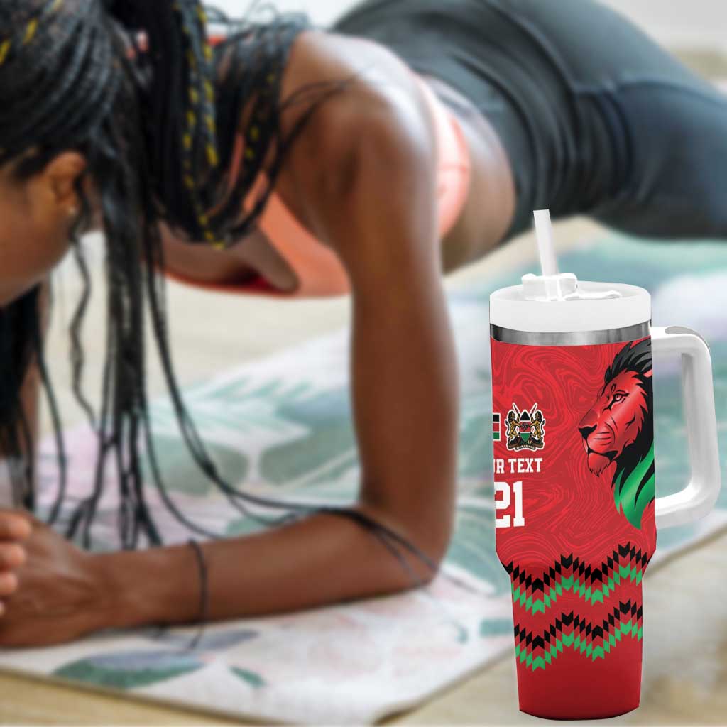 Custom Cricket Africa Kenya Tumbler With Handle Red Lion Head with Kenyan Pattern LT9