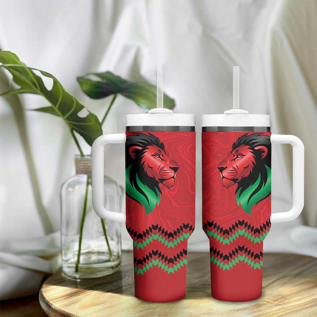 Custom Cricket Africa Kenya Tumbler With Handle Red Lion Head with Kenyan Pattern LT9