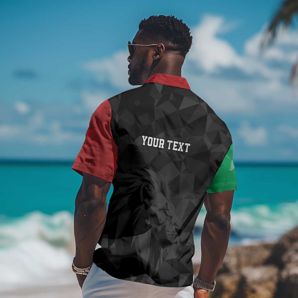 Personalized Kenya Maasai Shield Hawaiian Shirt Green Red Kenyan Lion Half Style LT9