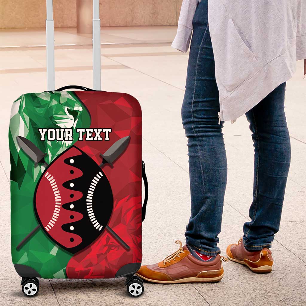 Personalized Kenya Maasai Shield Luggage Cover Green Red Kenyan Lion Half Style LT9