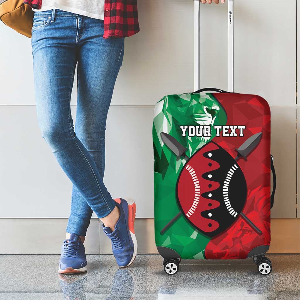 Personalized Kenya Maasai Shield Luggage Cover Green Red Kenyan Lion Half Style LT9