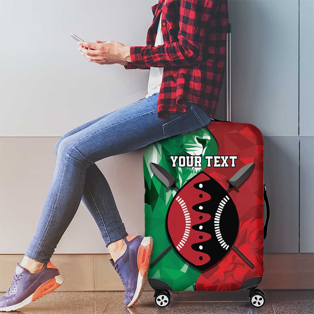Personalized Kenya Maasai Shield Luggage Cover Green Red Kenyan Lion Half Style LT9