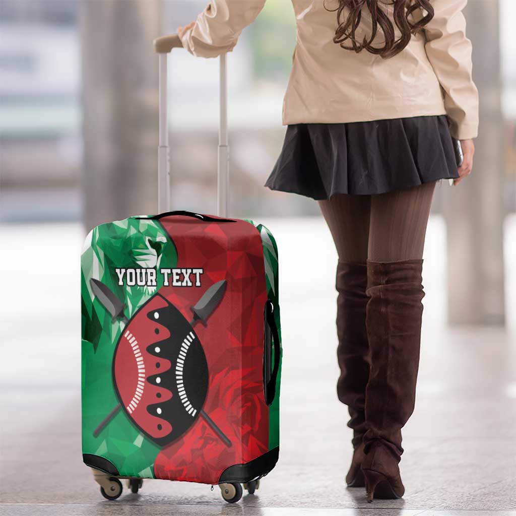 Personalized Kenya Maasai Shield Luggage Cover Green Red Kenyan Lion Half Style LT9