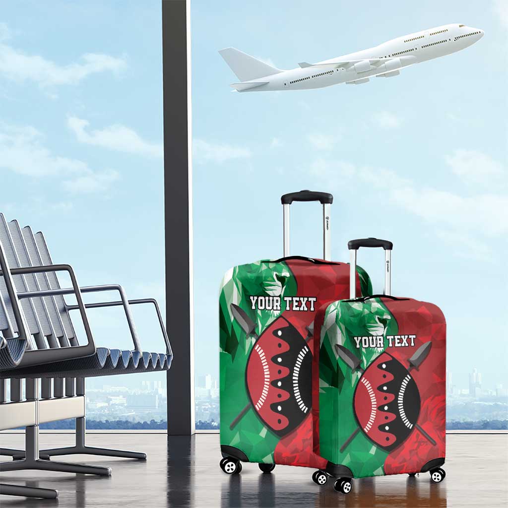 Personalized Kenya Maasai Shield Luggage Cover Green Red Kenyan Lion Half Style LT9