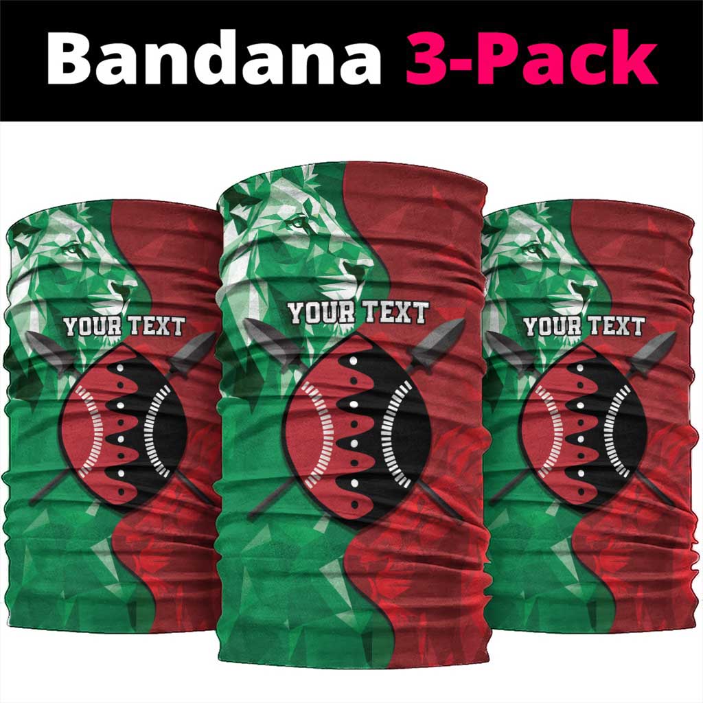 Personalized Kenya Maasai Shield Neck Gaiter Green Red Kenyan Lion Half Style LT9