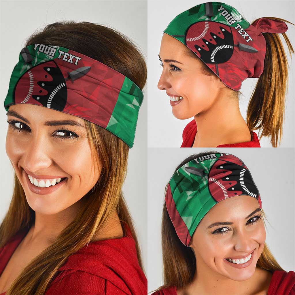 Personalized Kenya Maasai Shield Neck Gaiter Green Red Kenyan Lion Half Style LT9