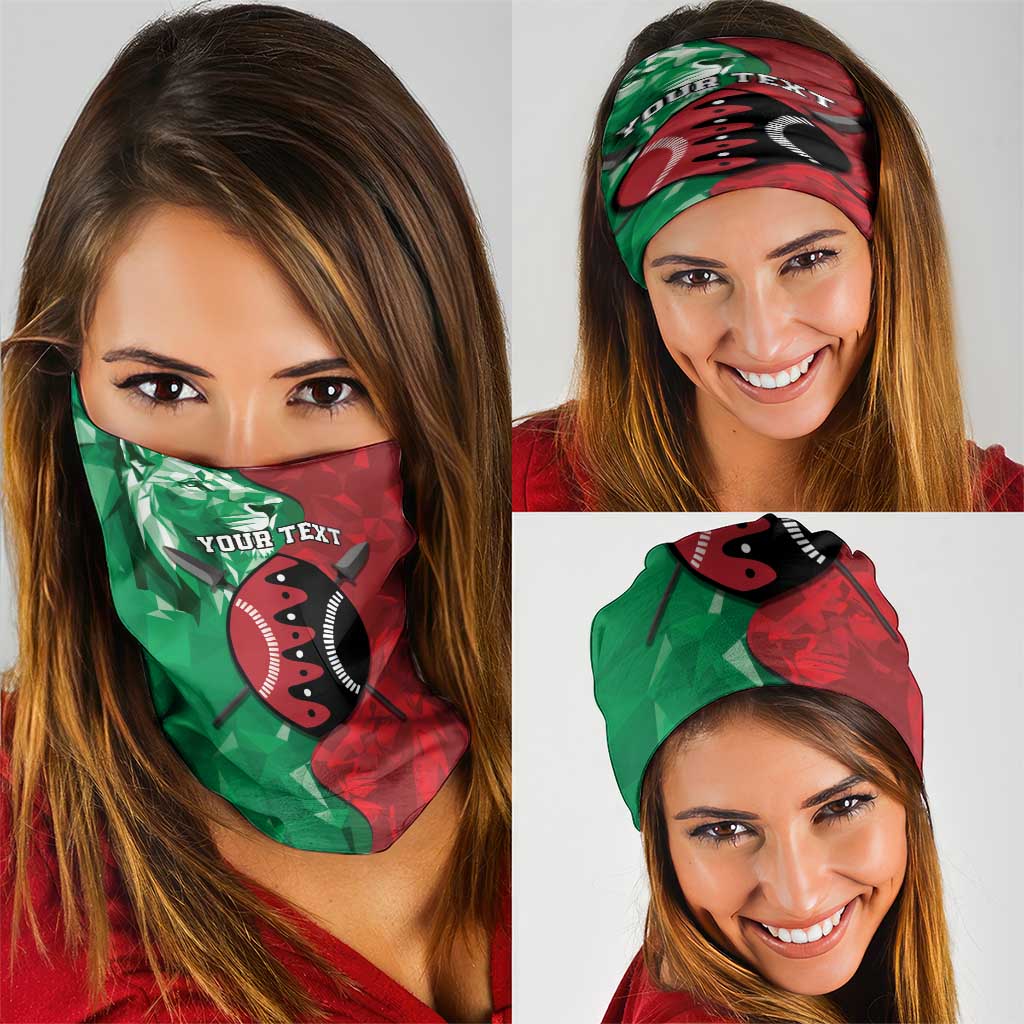 Personalized Kenya Maasai Shield Neck Gaiter Green Red Kenyan Lion Half Style LT9