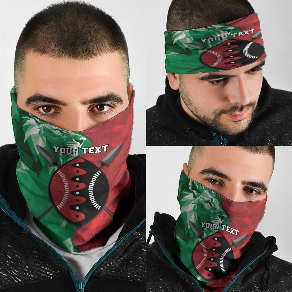 Personalized Kenya Maasai Shield Neck Gaiter Green Red Kenyan Lion Half Style LT9