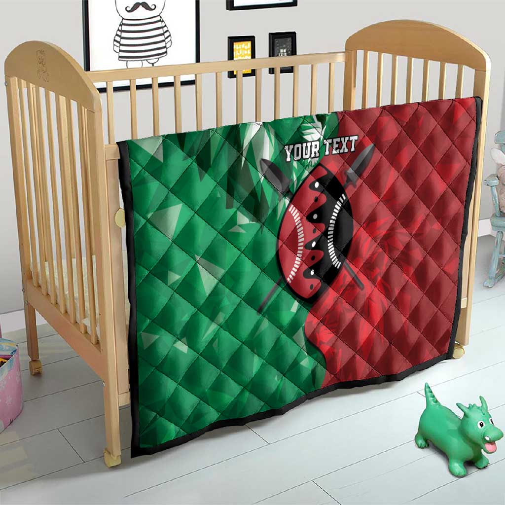 Personalized Kenya Maasai Shield Quilt Green Red Kenyan Lion Half Style LT9