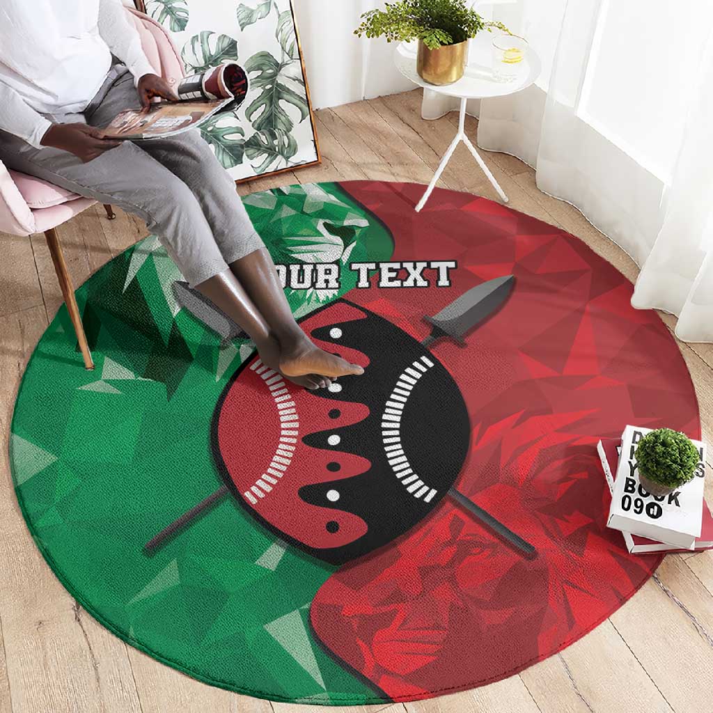 Personalized Kenya Maasai Shield Round Carpet Green Red Kenyan Lion Half Style LT9