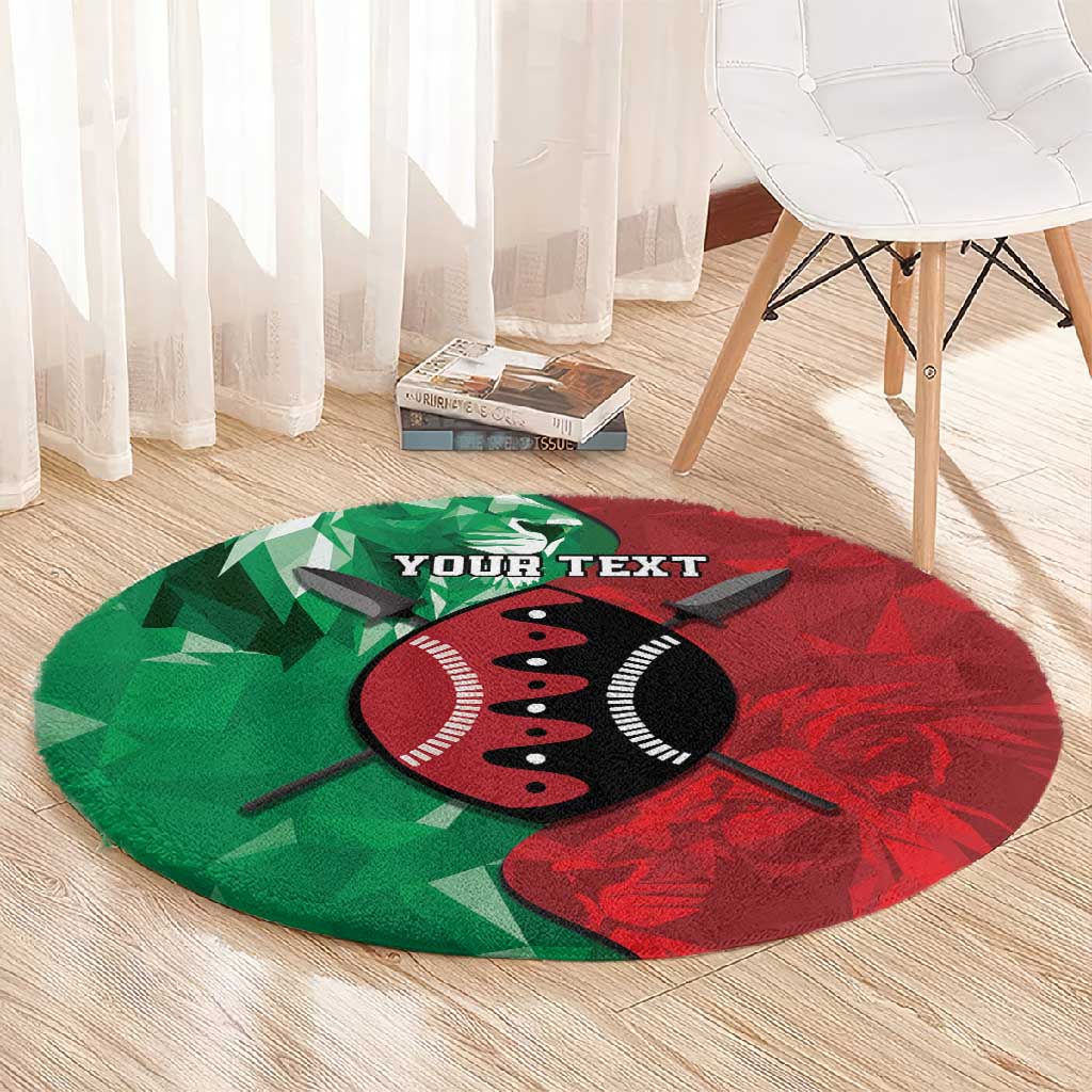 Personalized Kenya Maasai Shield Round Carpet Green Red Kenyan Lion Half Style LT9