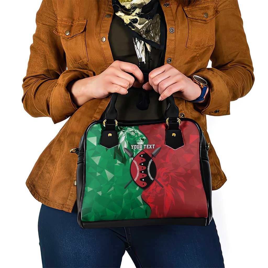 Personalized Kenya Maasai Shield Shoulder Handbag Green Red Kenyan Lion Half Style LT9
