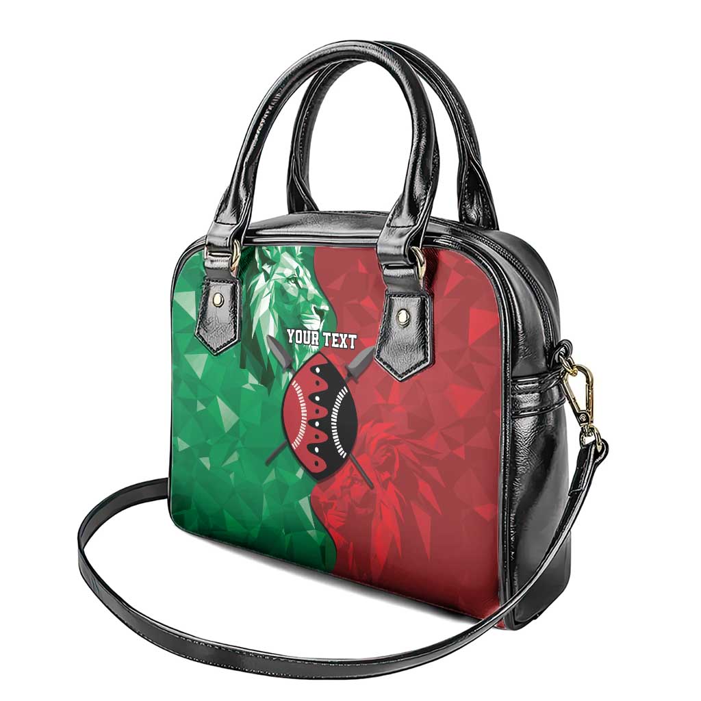 Personalized Kenya Maasai Shield Shoulder Handbag Green Red Kenyan Lion Half Style LT9