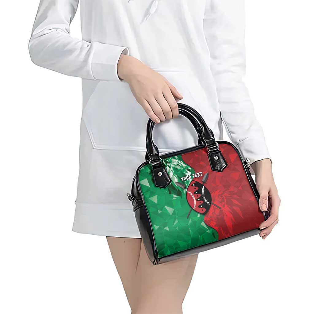 Personalized Kenya Maasai Shield Shoulder Handbag Green Red Kenyan Lion Half Style LT9