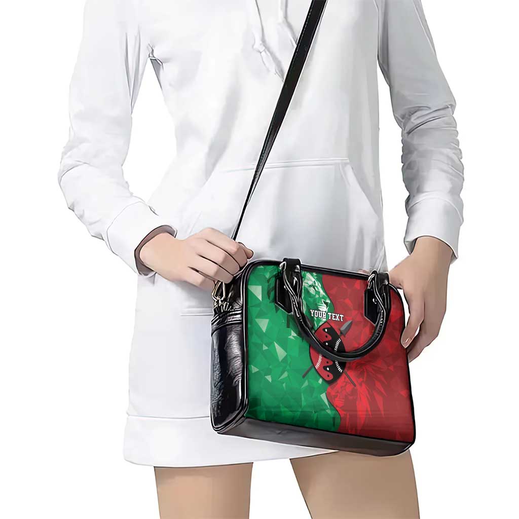 Personalized Kenya Maasai Shield Shoulder Handbag Green Red Kenyan Lion Half Style LT9