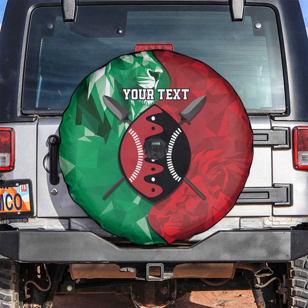 Personalized Kenya Maasai Shield Spare Tire Cover Green Red Kenyan Lion Half Style LT9