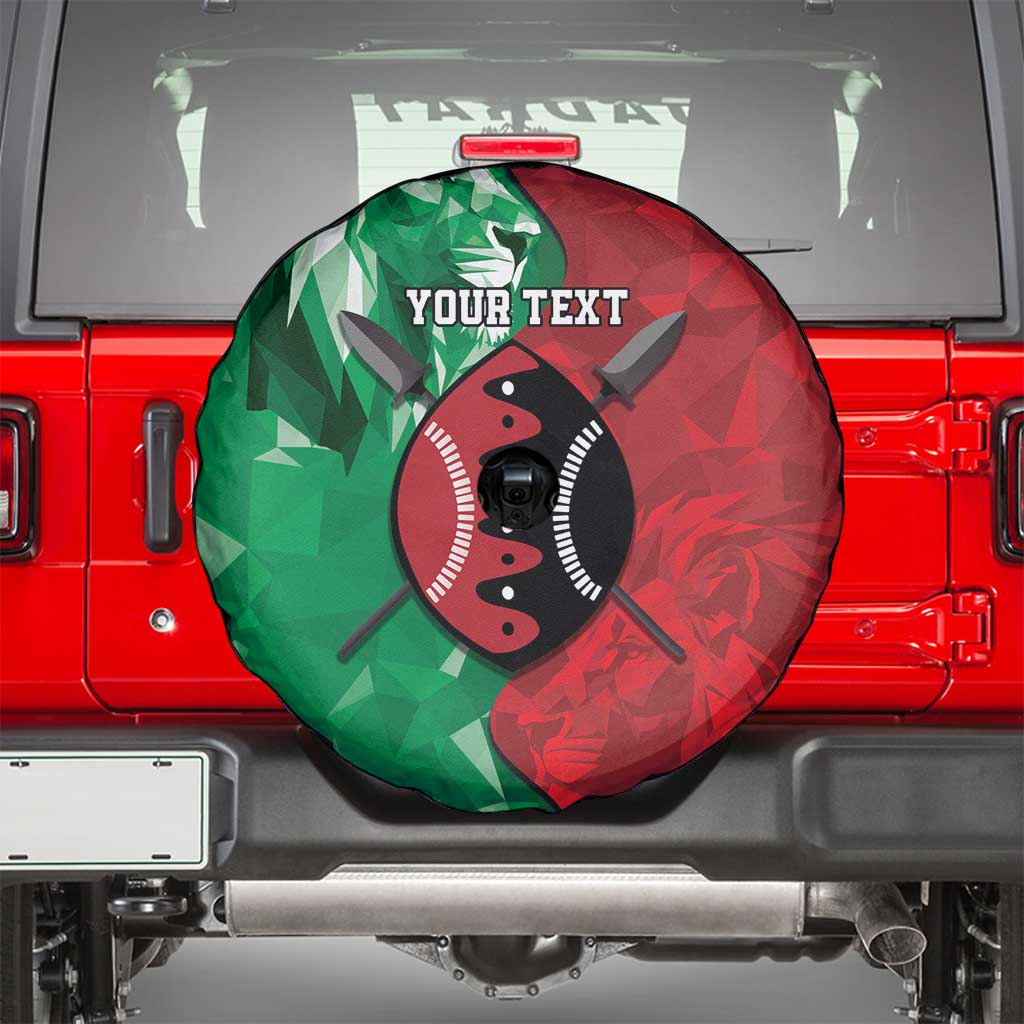 Personalized Kenya Maasai Shield Spare Tire Cover Green Red Kenyan Lion Half Style LT9