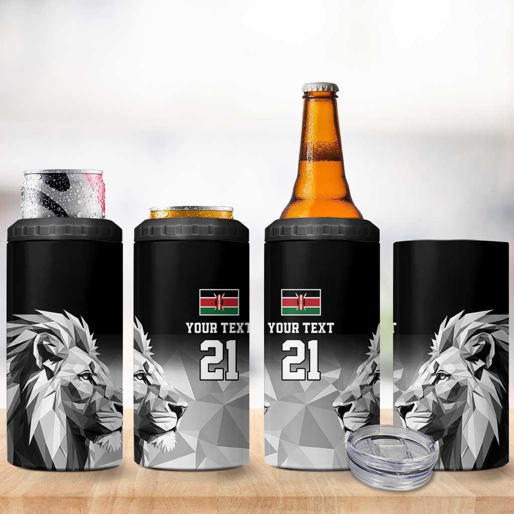 Custom Rugby Africa Kenya 4 in 1 Can Cooler Tumbler Black Kenyan 22-23 Motif LT9