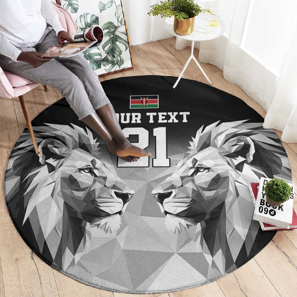 Custom Rugby Africa Kenya Round Carpet Black Kenyan 22-23 Motif LT9