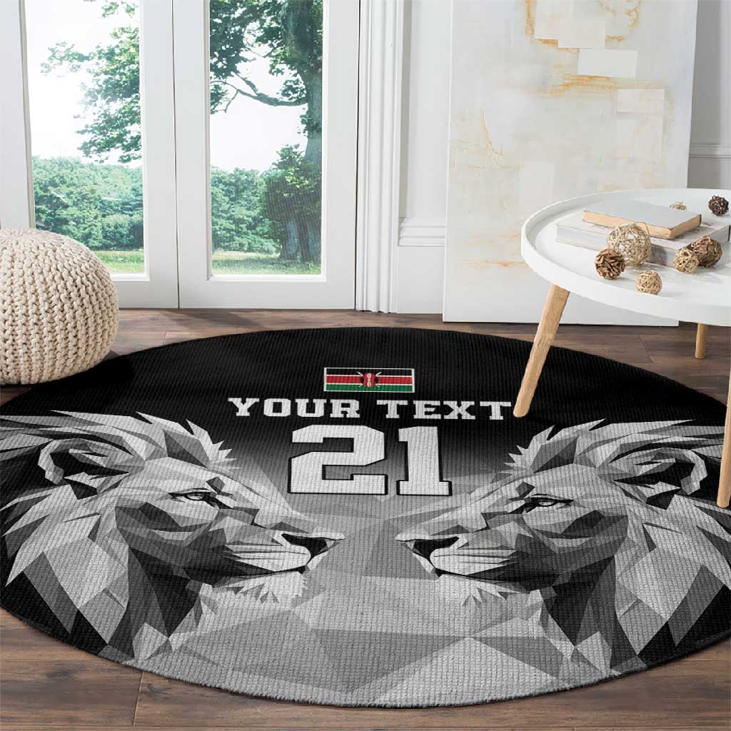 Custom Rugby Africa Kenya Round Carpet Black Kenyan 22-23 Motif LT9