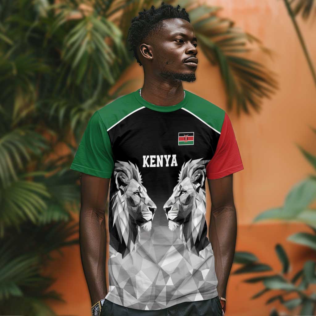 Custom Rugby Africa Kenya T shirt Black Kenyan 22-23 Motif LT9